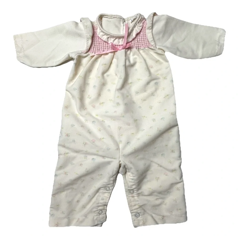 Vintage Carter's Baby Outfit Size 3‎ Months One-Piece Floral Smocked Made in USA